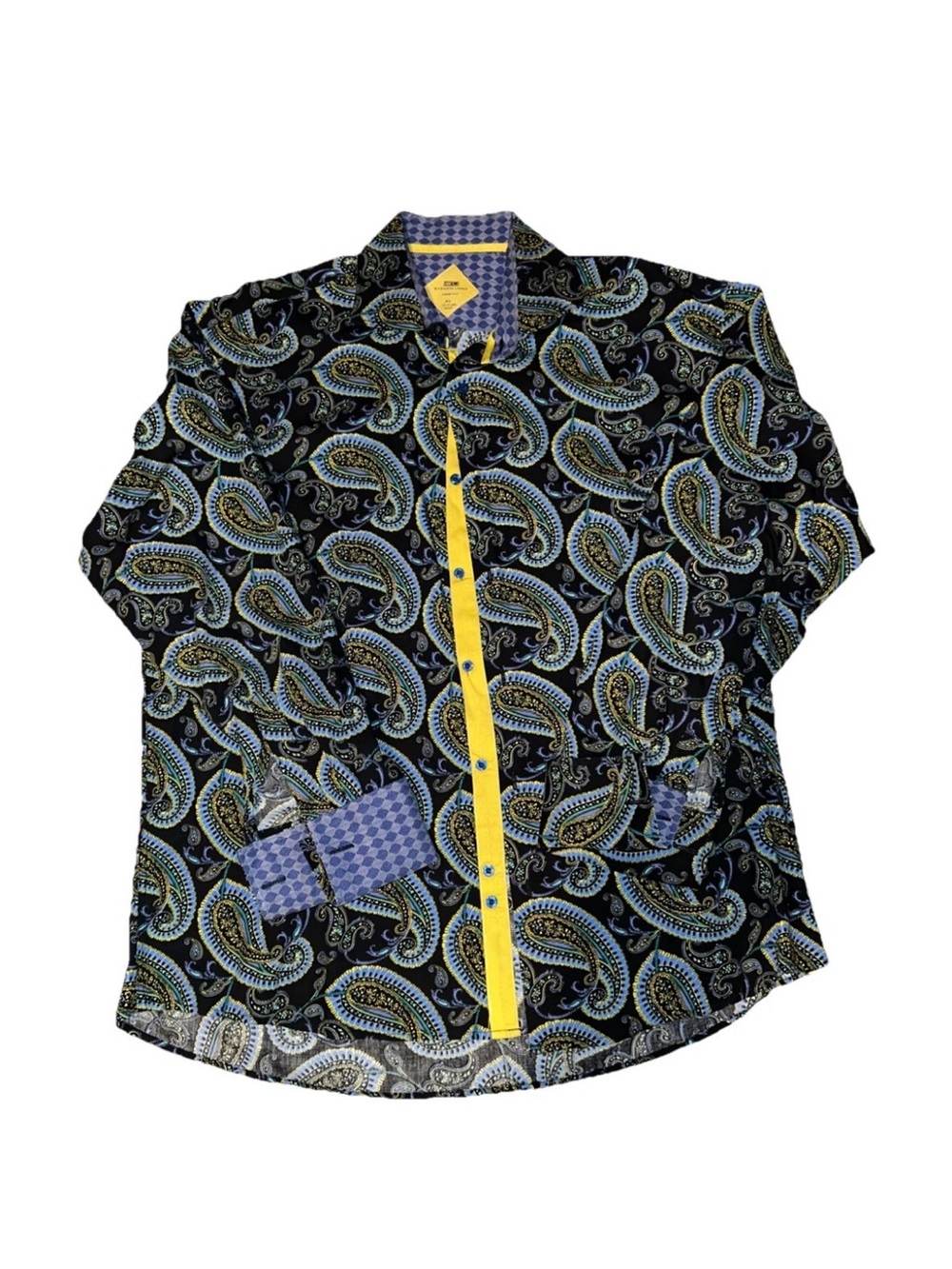 Steven Land Shirt Mens 17-17.5 34/35 French Cuff Button Up Paisley Long Sleeve